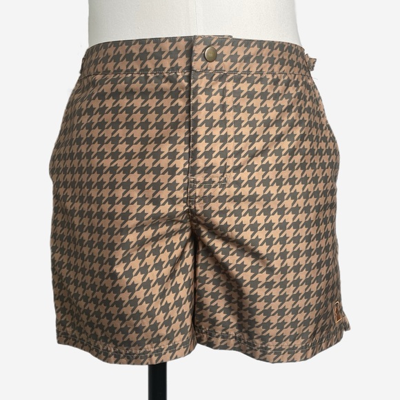 Dandy Del Mar Board Swim Trunks Brown Houndstooth westerncore retro classic 31 - Picture 1 of 10